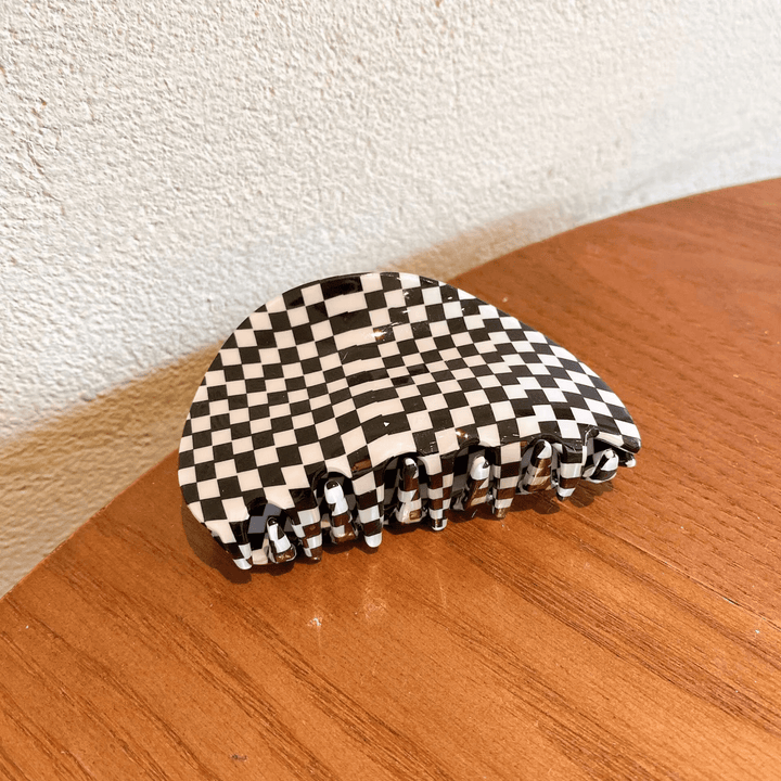 Vintage Style Checkerboard Hair Claw Clip