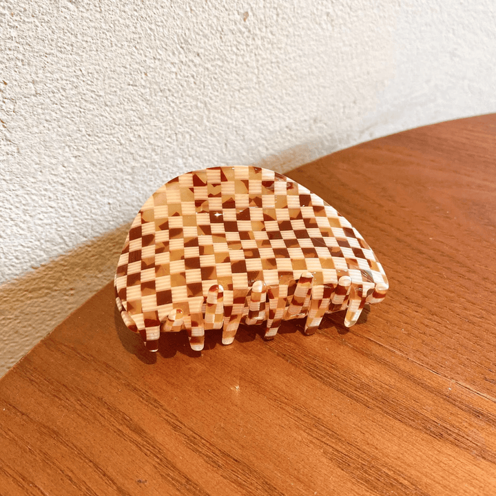 Vintage Style Checkerboard Hair Claw Clip