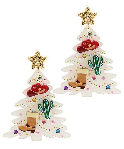 Western Ornaments Decorated Christmas Tree Dangle Earrings