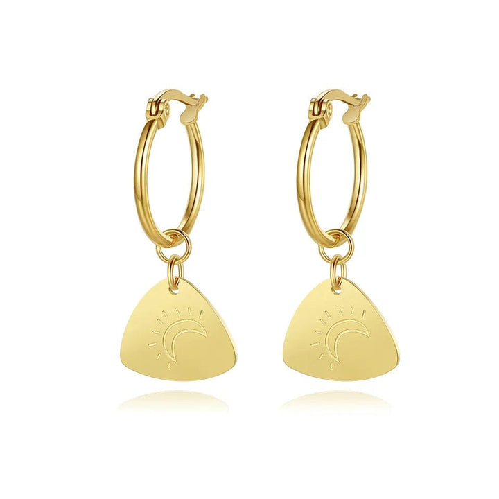 Women's Gold Plated Stainless Steel Earring with Shining Moon