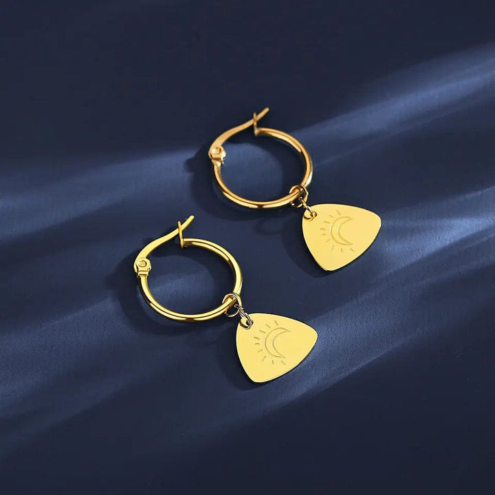 Women's Gold Plated Stainless Steel Earring with Shining Moon