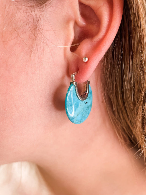 Women's Sterling Silver and Turquoise Gemstone Earrings