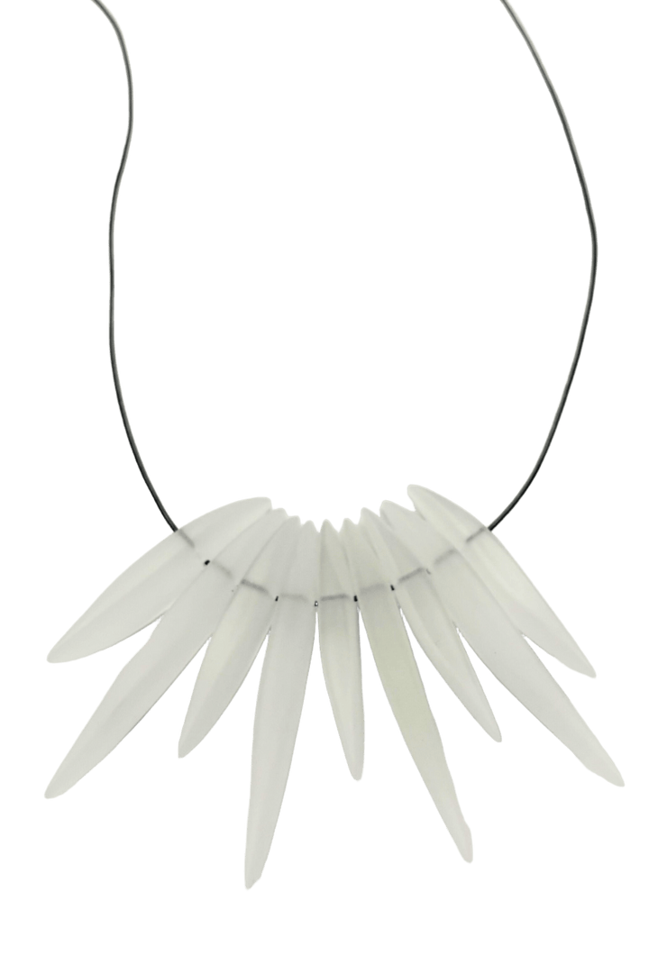 Xenia Translucent Alternating Spikes on Leather Cord Necklace