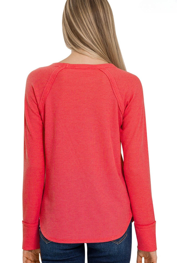 Zenana Baby Waffle Raglan Long Sleeve Top