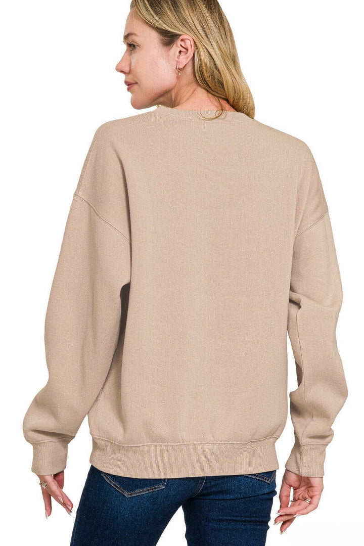 Zenana Basic Fleece Crew Neck Pullover Sweatshirt