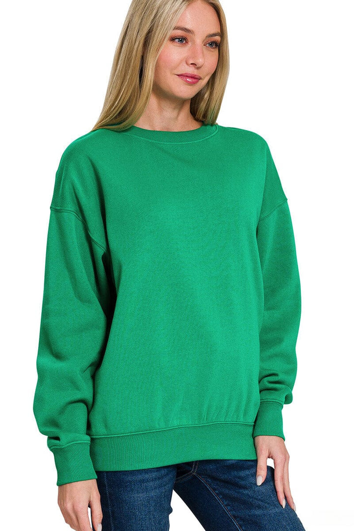 Zenana Basic Fleece Crew Neck Pullover Sweatshirt