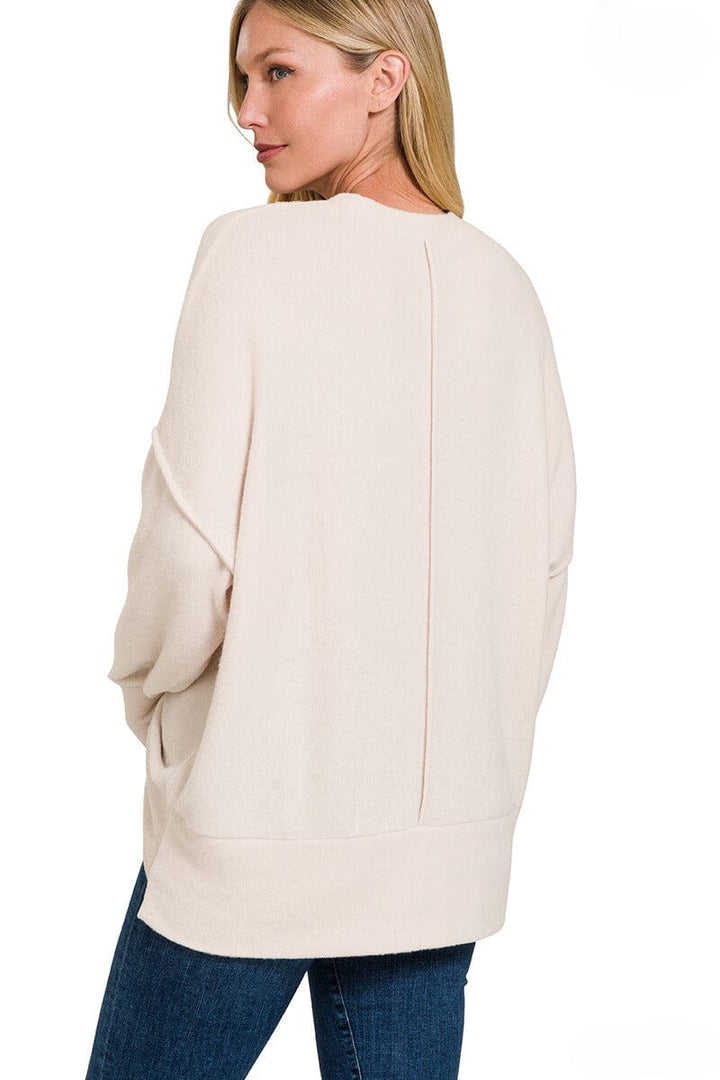 Zenana Brushed Melange Drop Shoulder Oversized Sweater