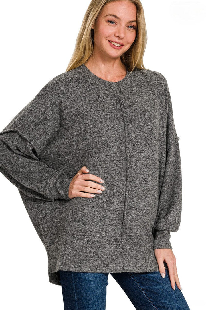 Zenana Brushed Melange Hacci Oversized Sweater