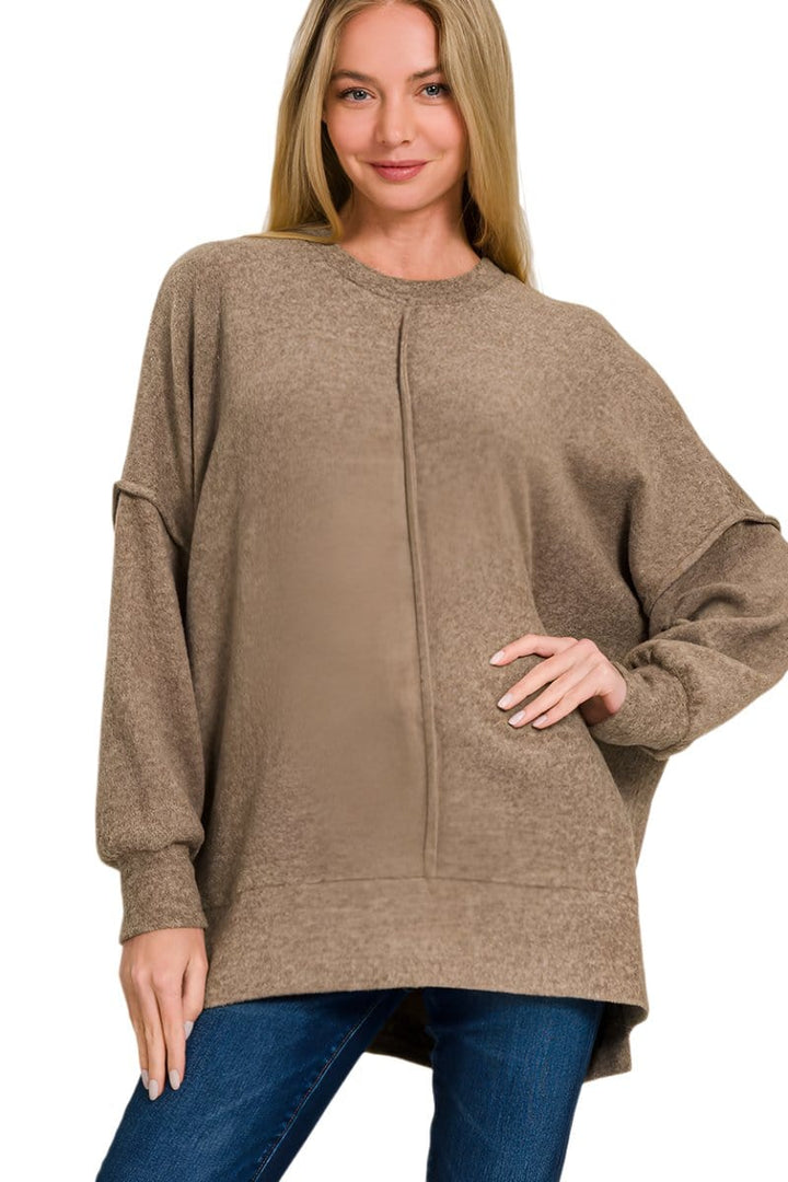 Zenana Brushed Melange Hacci Oversized Sweater