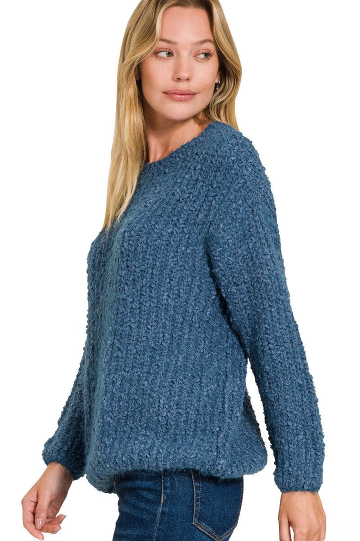 Zenana Brushed Round Neck Sweater