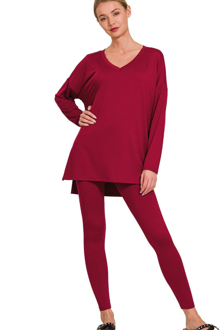 Zenana Brushed Soft Microfiber Long Sleeve Loungewear Set