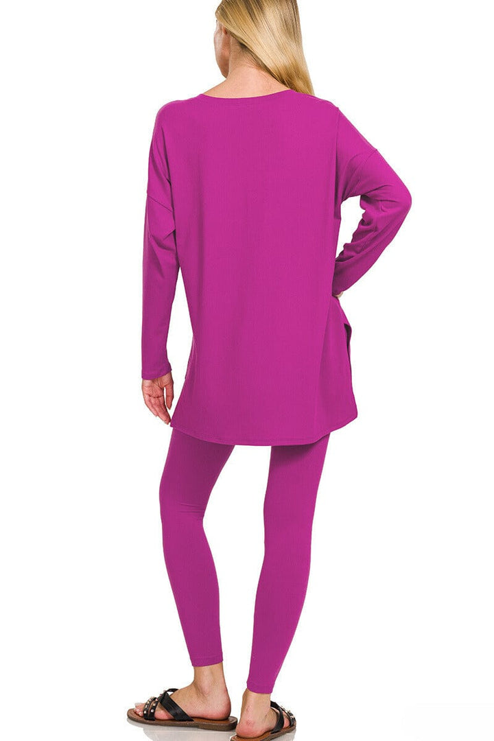 Zenana Brushed Soft Microfiber Long Sleeve Loungewear Set