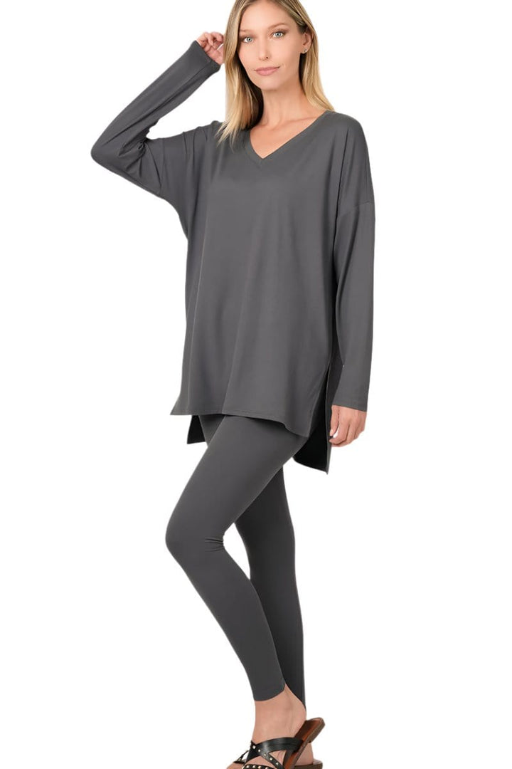 Zenana Brushed Soft Microfiber Long Sleeve Loungewear Set