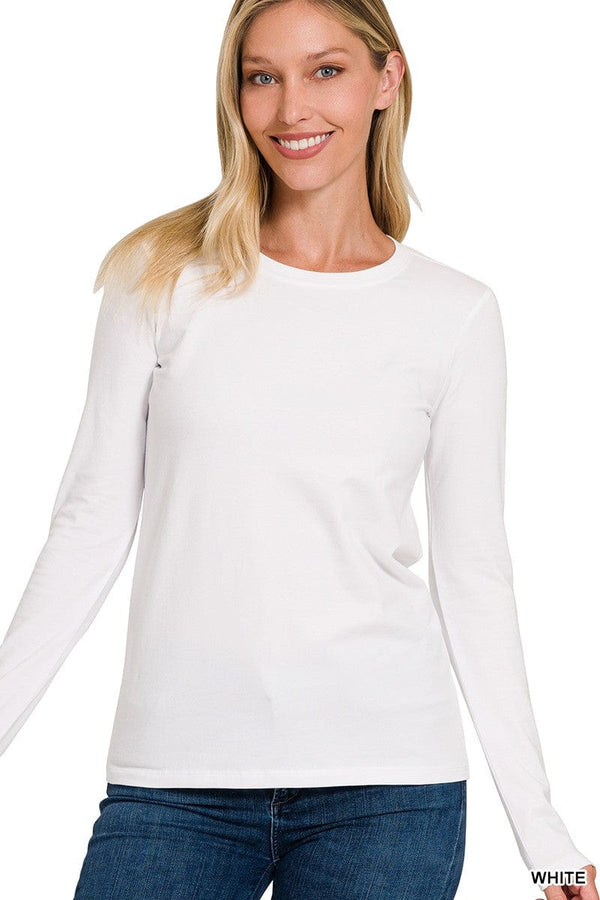 Zenana Cotton Crew Neck Long Sleeve T-Shirt