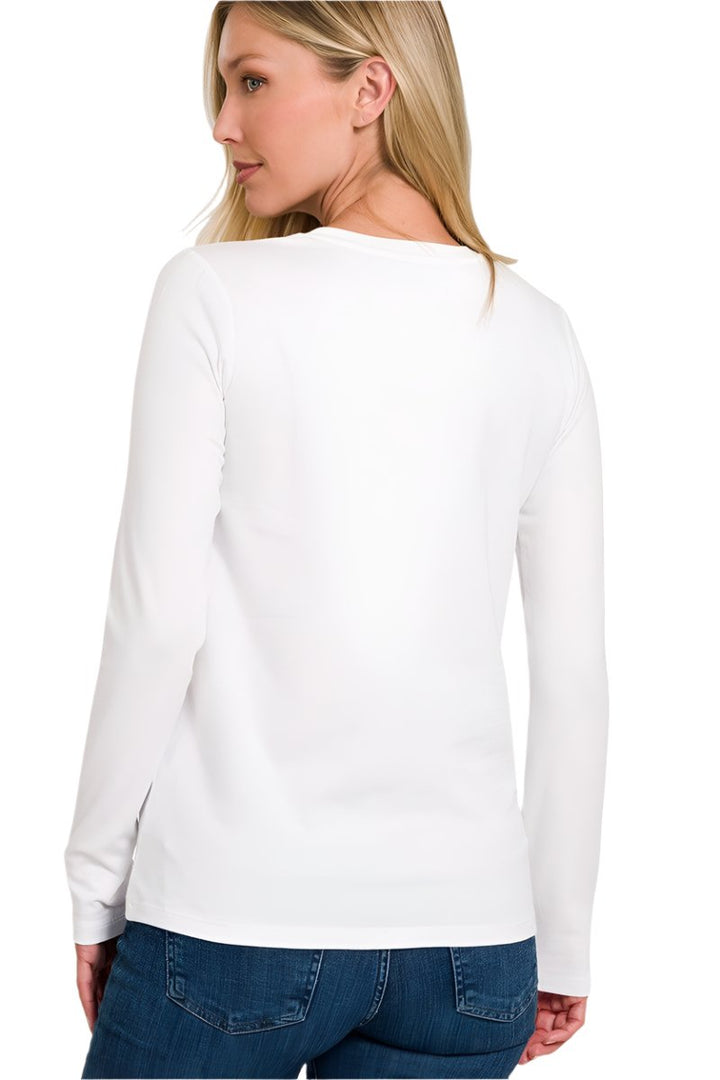 Zenana Cotton Crew Neck Long Sleeve T-Shirt