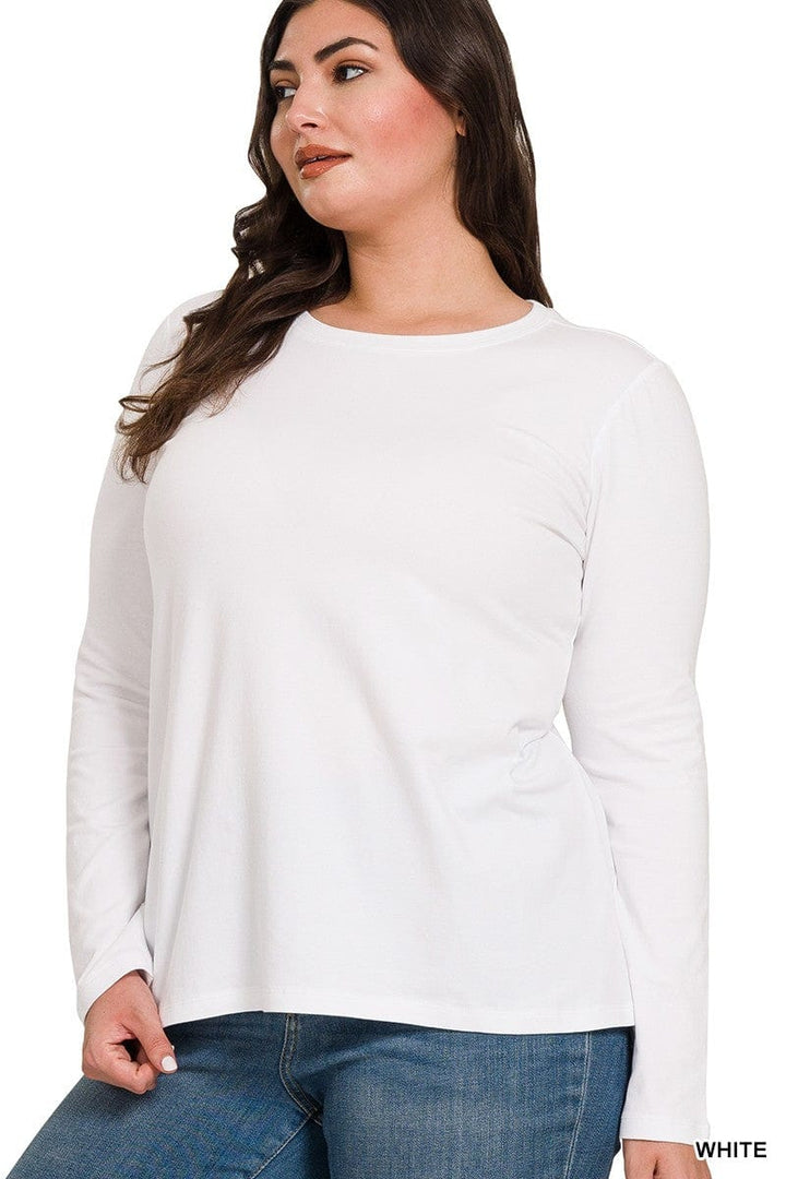 Zenana Cotton Crew Neck Long Sleeve T-Shirt