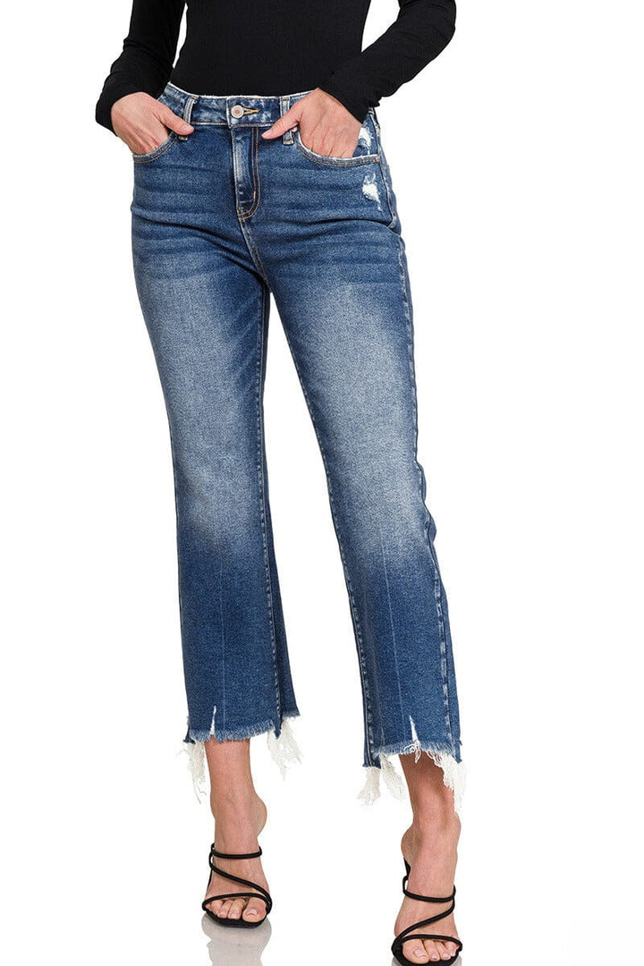 Zenana Kick Crop Flare Denim Pants