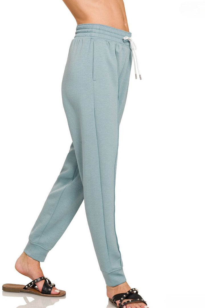 Zenana Scuba Drawstring Sweatpants with Pockets