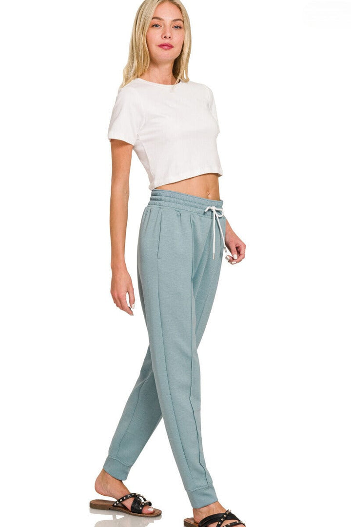 Zenana Scuba Drawstring Sweatpants with Pockets