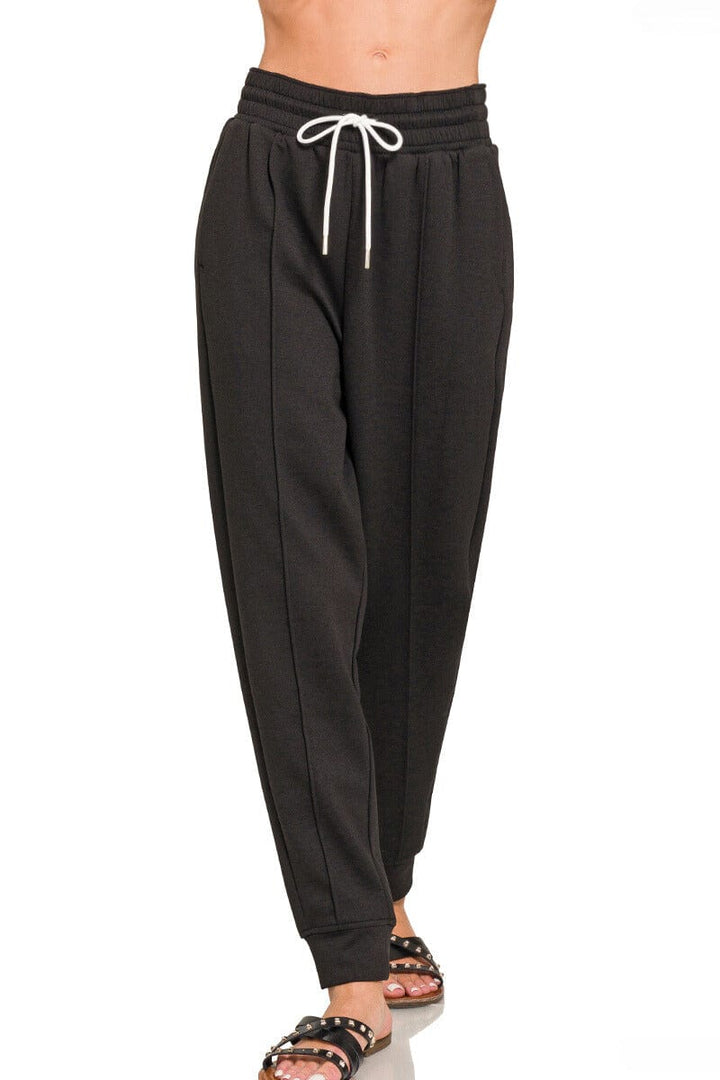 Zenana Scuba Drawstring Sweatpants with Pockets