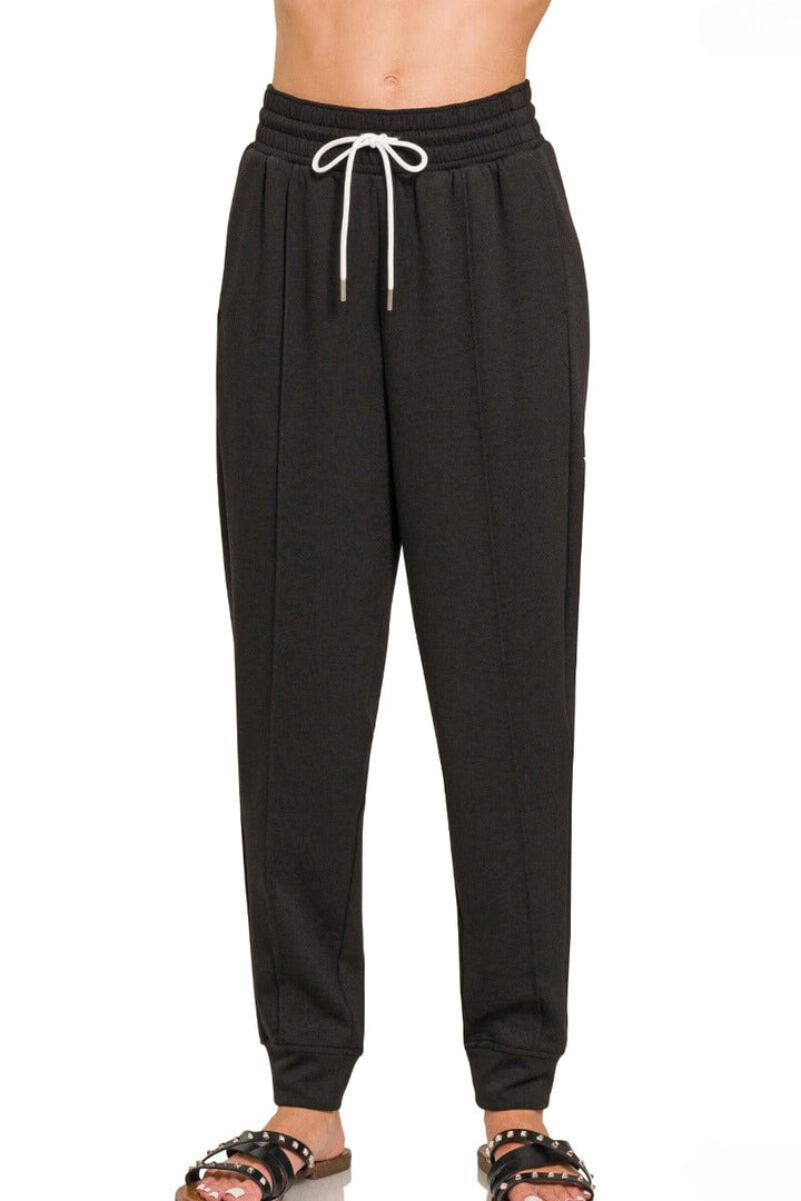 Zenana Scuba Drawstring Sweatpants with Pockets