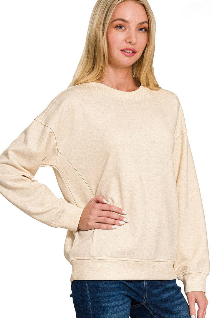 Zenana Scuba Round Neck Sweatshirt