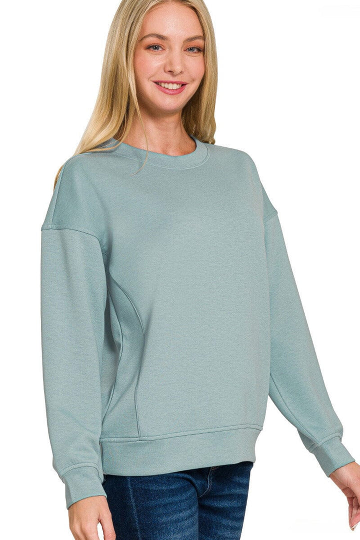 Zenana Scuba Round Neck Sweatshirt