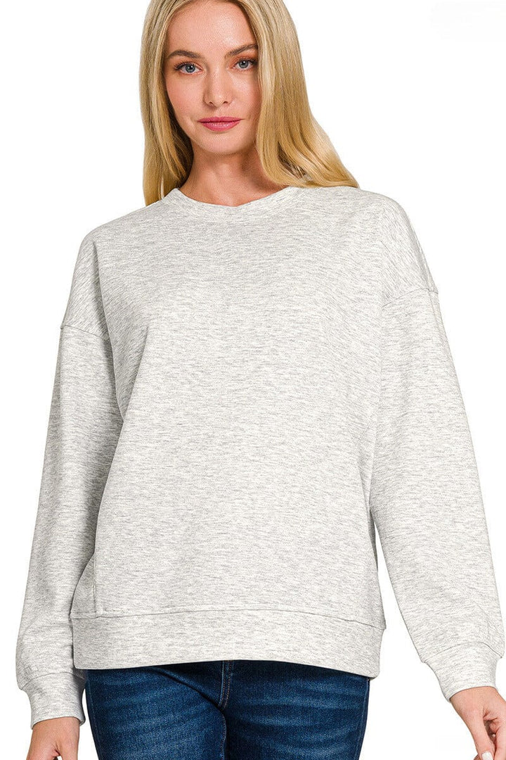 Zenana Scuba Round Neck Sweatshirt