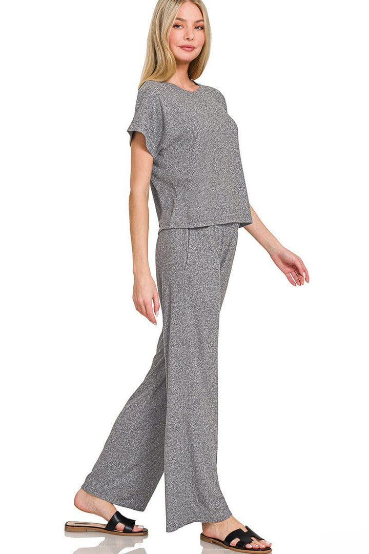 Zenana Soft Short Sleeve Tee & Lounge Pants Set