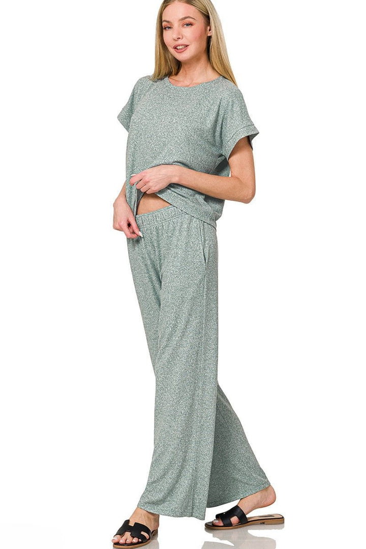 Zenana Soft Short Sleeve Tee & Lounge Pants Set