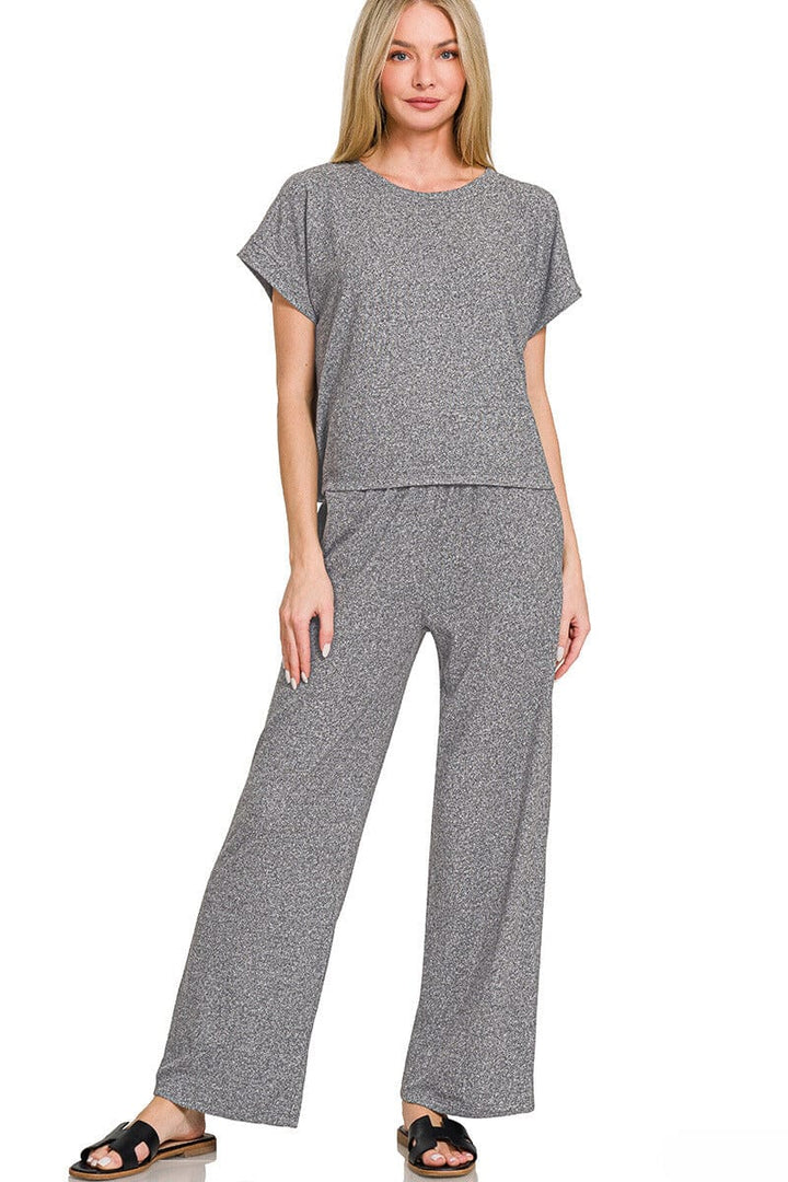 Zenana Soft Short Sleeve Tee & Lounge Pants Set