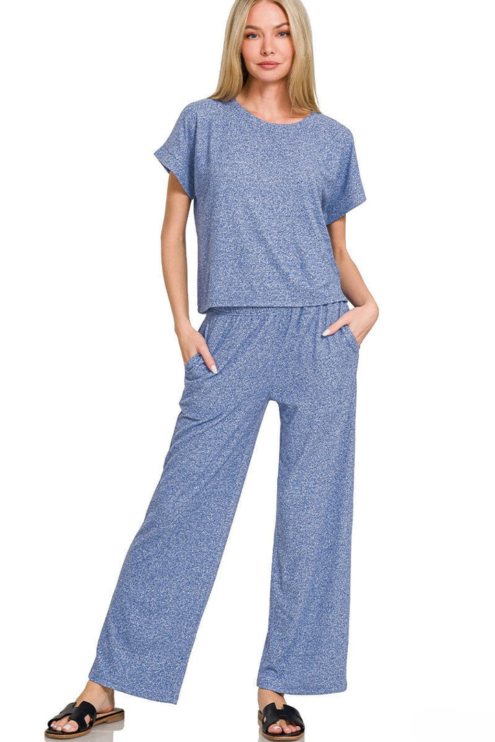 Zenana Soft Short Sleeve Tee & Lounge Pants Set