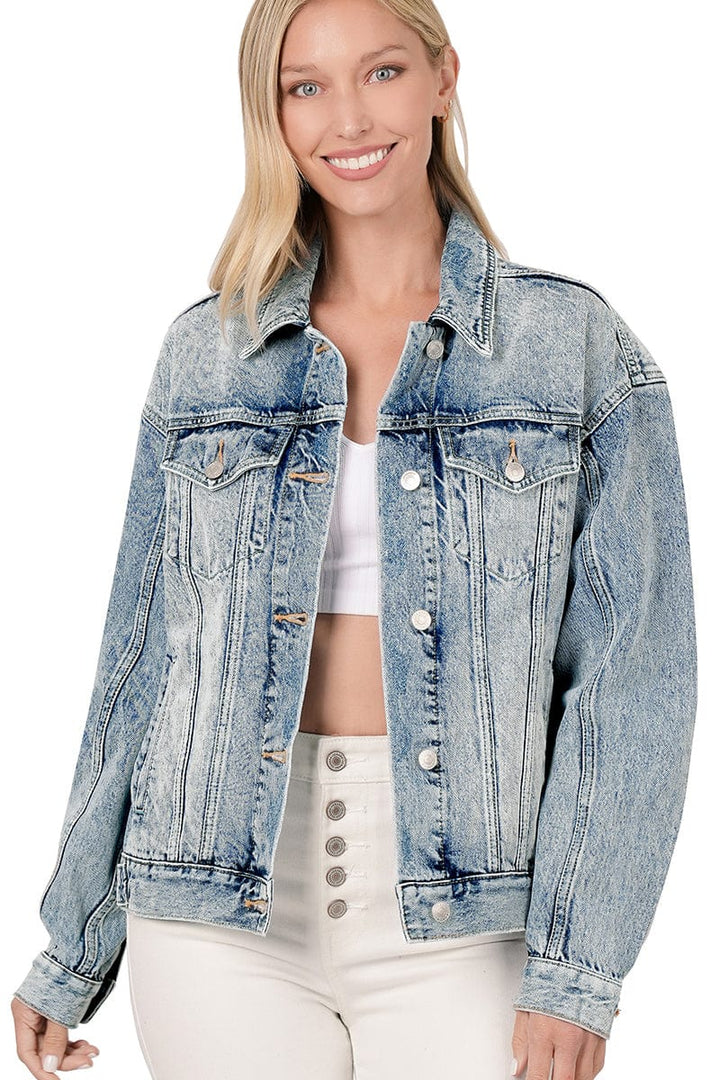 Zenana Washed Denim Jacket