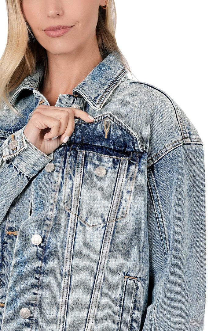 Zenana Washed Denim Jacket