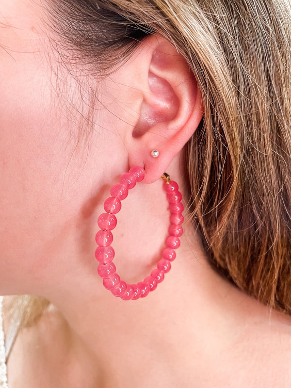 Zenzii Glossy Glass Bead Hoop Earring