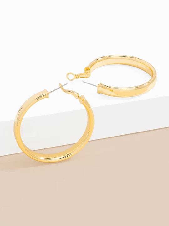 Zenzii Large Flat Metal Hoop Earring