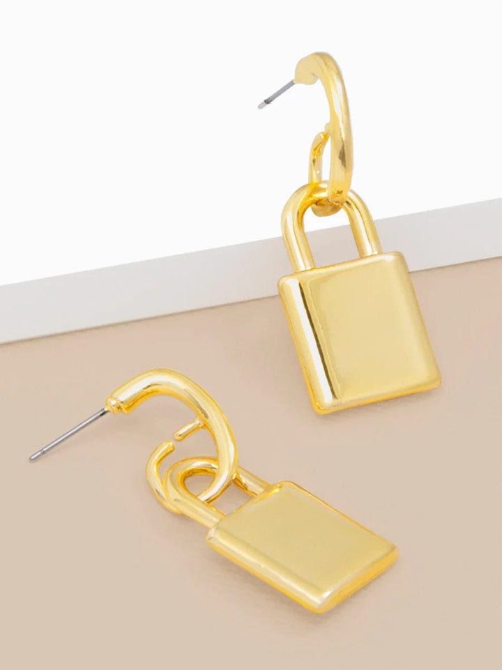 Zenzii Metal Lock Charm Drop Earring