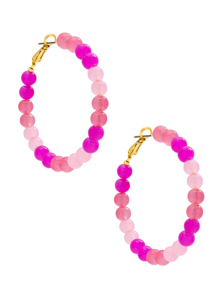 Zenzii  Multi Color Glass Bead Hoop Earring