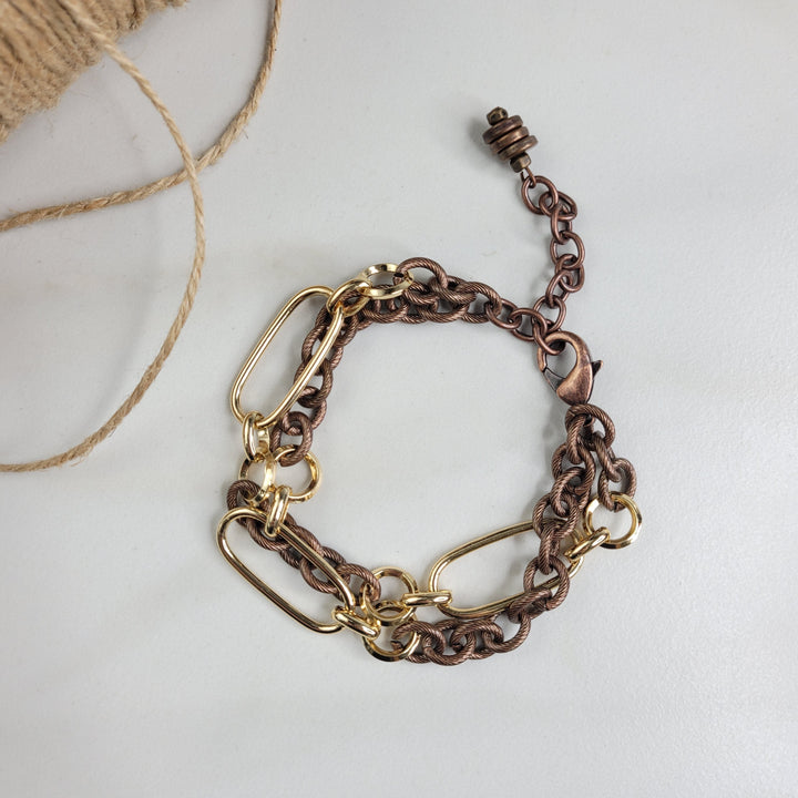 Antoinette Bracelet Handmade with Gold and Bronze Plated Chain