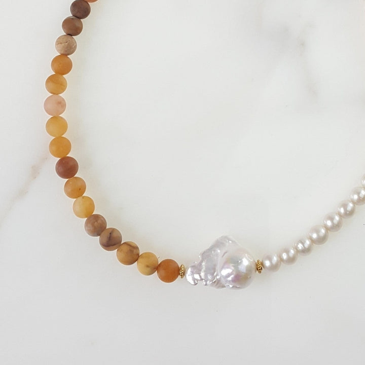 Asymmetrical Necklace with Baroque Pearl