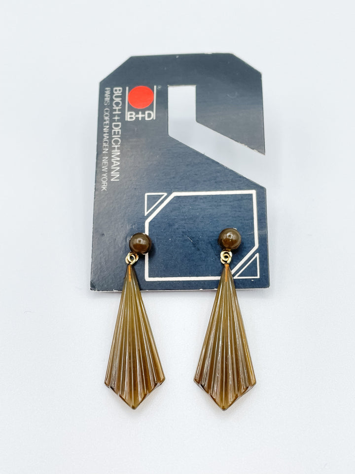 Buch and Deichmann Elongated Fan Shape Dangle Earrings