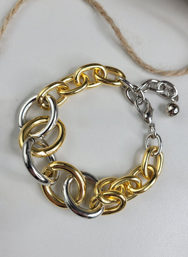 Cadence Bracelet Handmade with Rhodium Chain and Gold Plated Chain