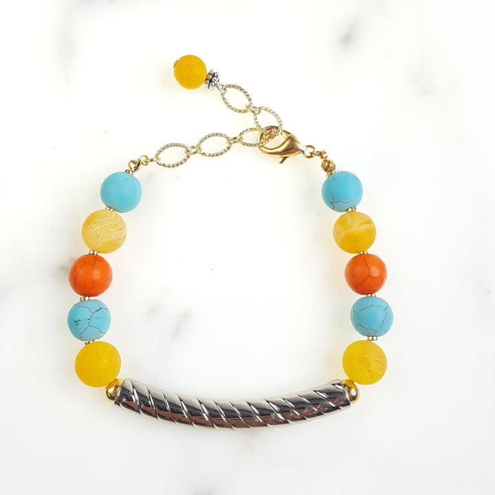 Cheery Day Genuine Stone and Tube Bead Bracelet