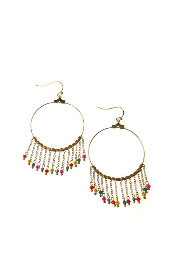 Circle Earring with Small Bead Dangles