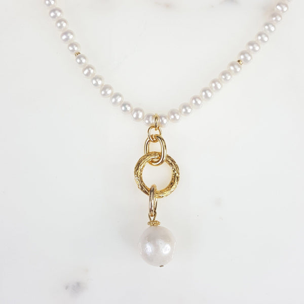 Classic Freshwater Pearl Necklace with Drop Feature