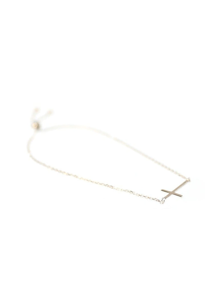 Cross Drawstring Sterling Silver Bracelet