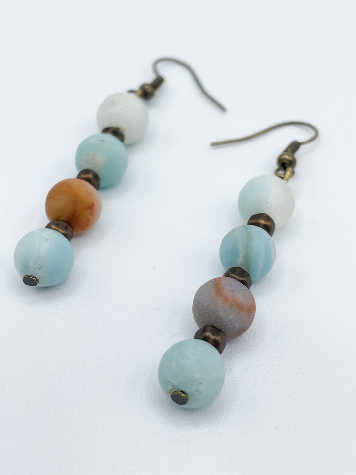 Dangle Earrings for Women 2.5" Long with Genuine Stones