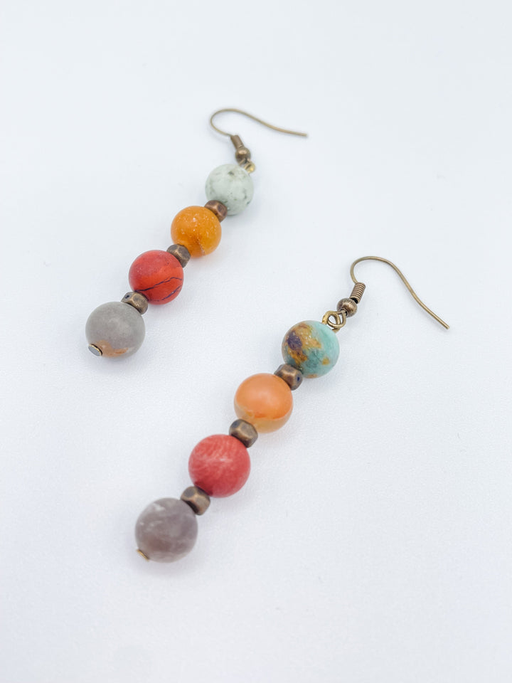 Dangle Earrings for Women 2.5" Long with Genuine Stones