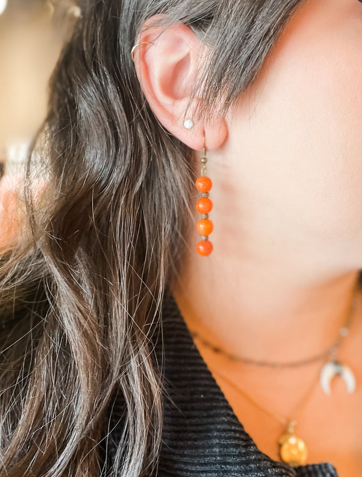 Dangle Earrings for Women 2.5" Long with Genuine Stones