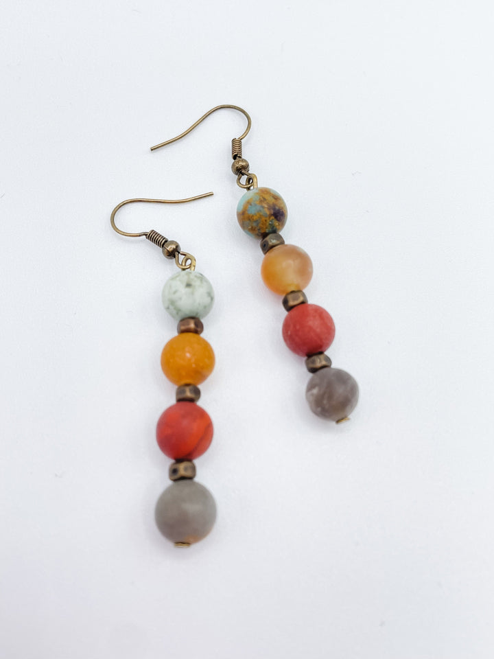 Dangle Earrings for Women 2.5" Long with Genuine Stones